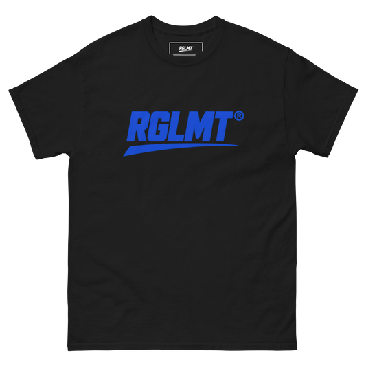 T-shirt Classic noir RGLMT, design Bleu – vue avant