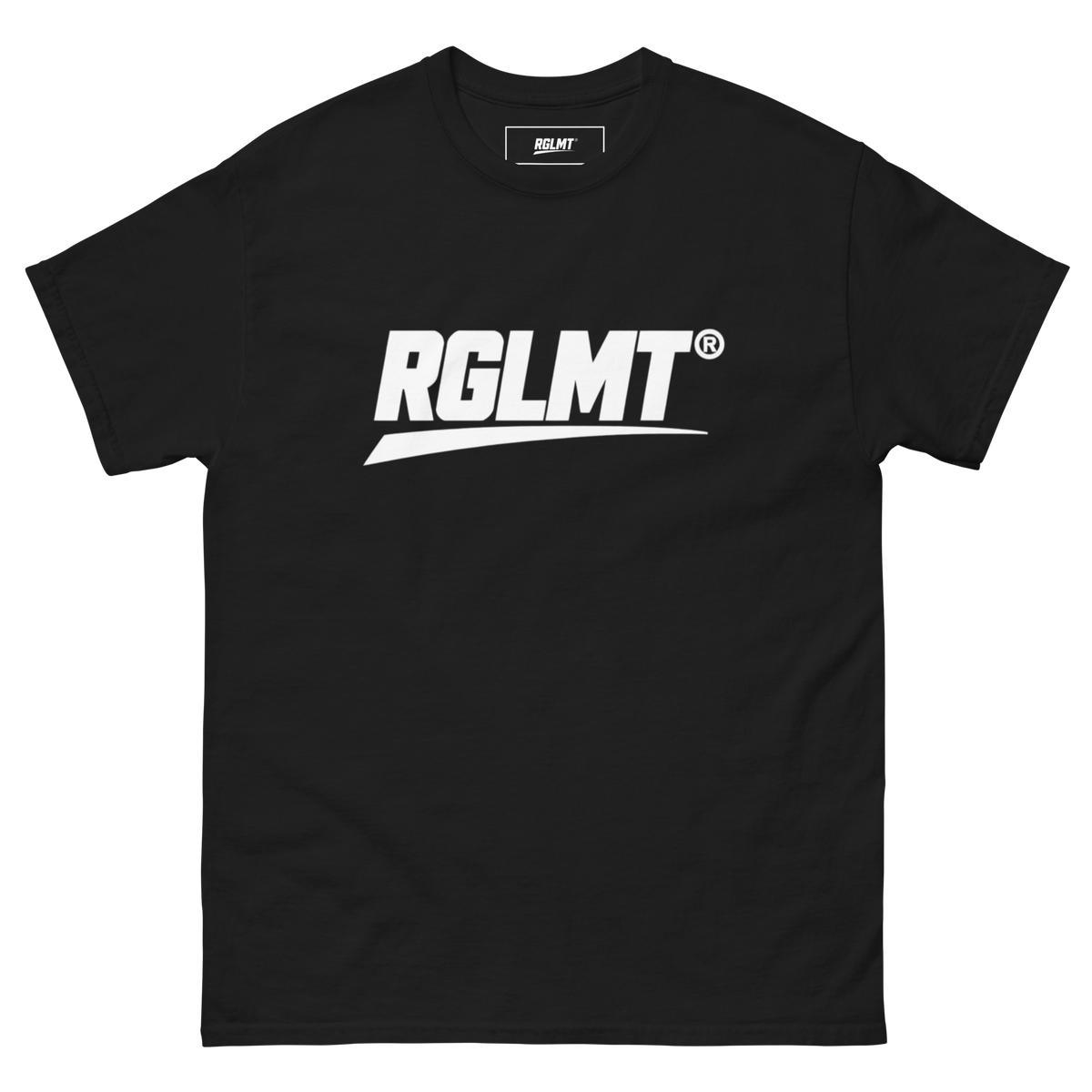 T-shirt Classic noir RGLMT, design Blanc – vue avant