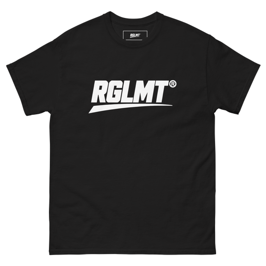 T-shirt Classic noir RGLMT, design Blanc – vue avant
