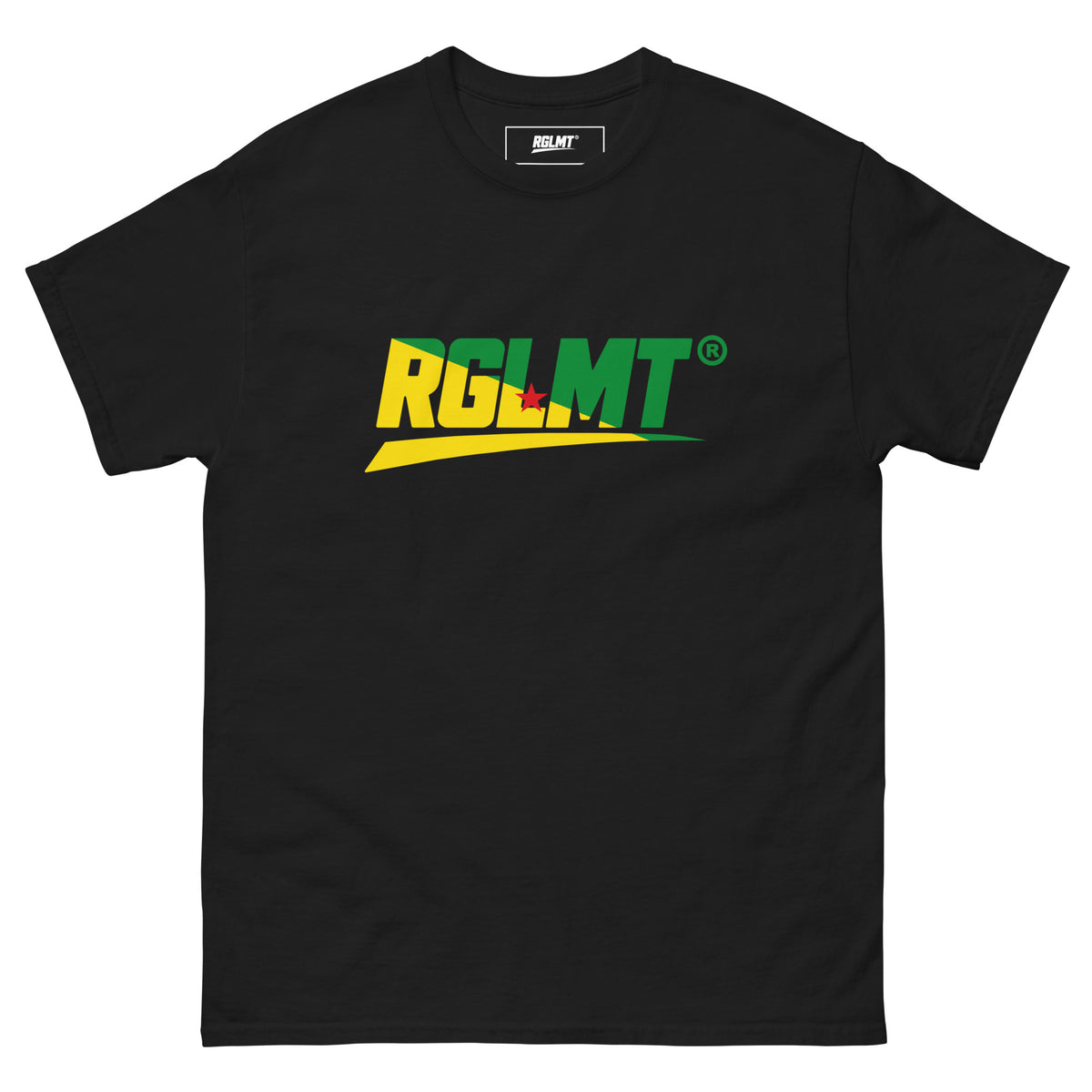 T-shirt Classic noir RGLMT, design Guyane – vue avant