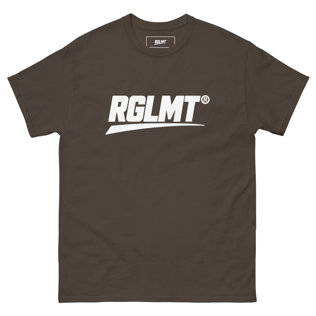 T-shirt Classic marron foncé RGLMT, design Blanc – vue avant