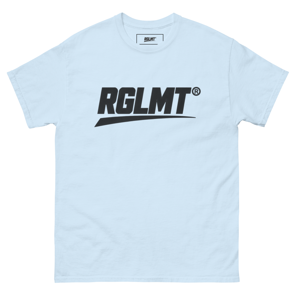 T-shirt Classic bleu clair RGLMT, design Noir – vue avant