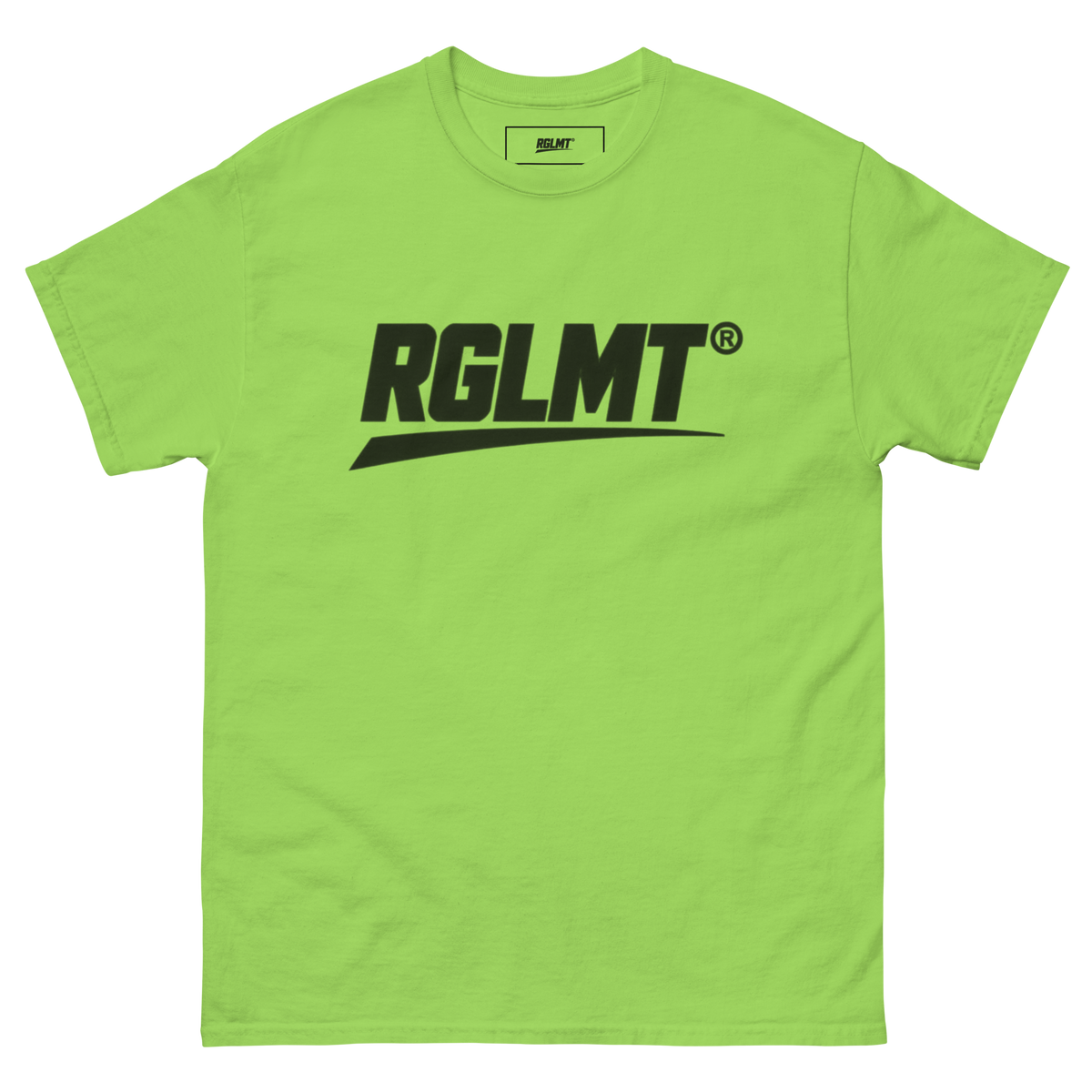 T-shirt Classic vert lime RGLMT, design Noir – vue avant