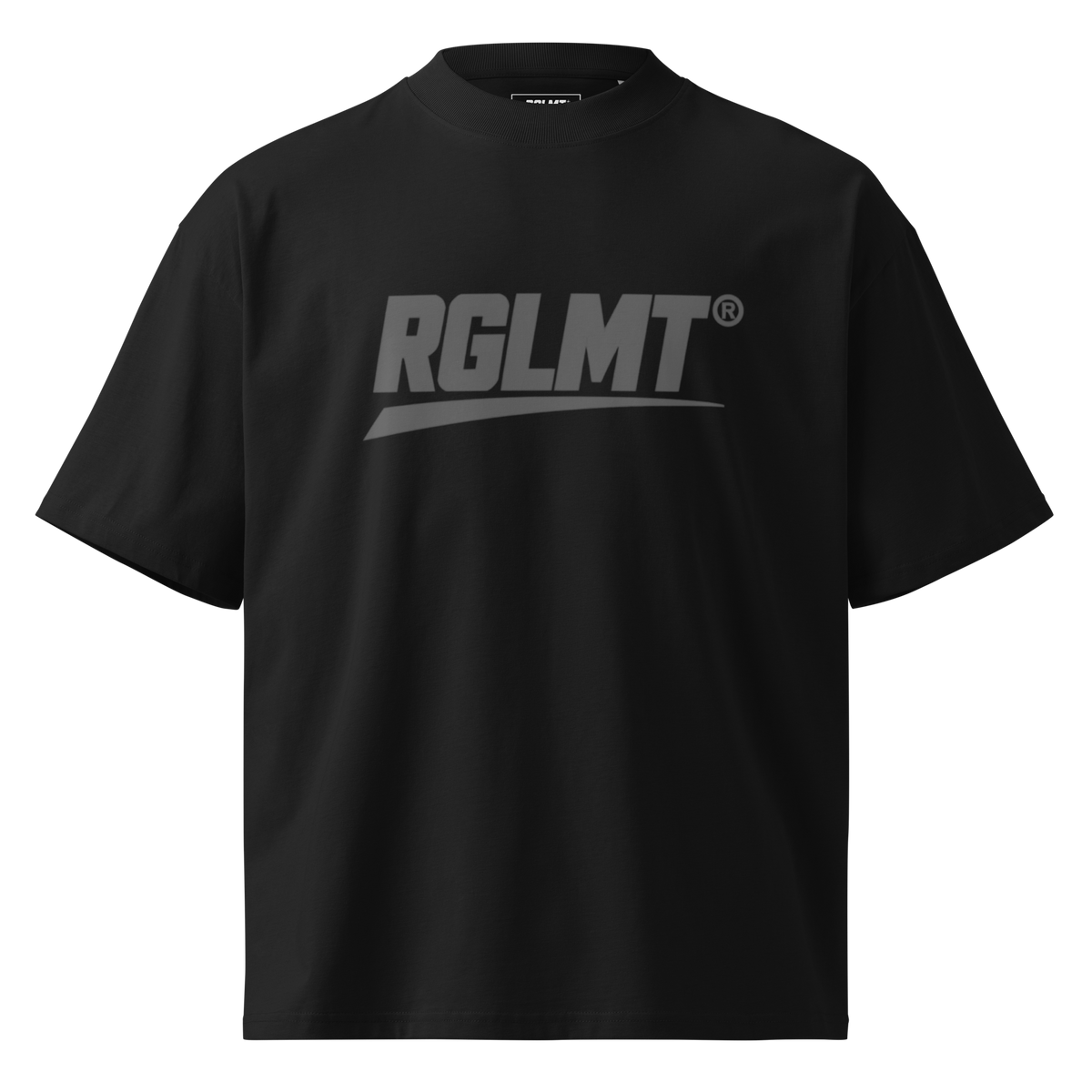 T-shirt oversize col montant noir RGLMT, design Noir – vue avant