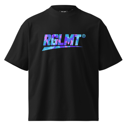 T-shirt oversize col montant noir RGLMT, design Tokyo – vue avant